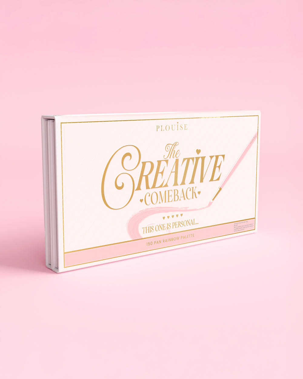 Zijfoto van het P.Louise Creative Comeback XXXL Rainbow Eyeshadow Palette tegen een roze achtergrond