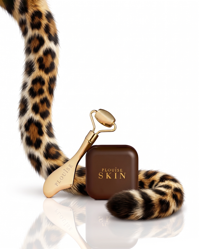 Cheetah Sculpt en Slide gezichtsmasker, Gua Sha en gezichtsrollerset