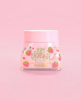 Pot rose de crème glacée molle P. Louise crème fouettée sur fond rose