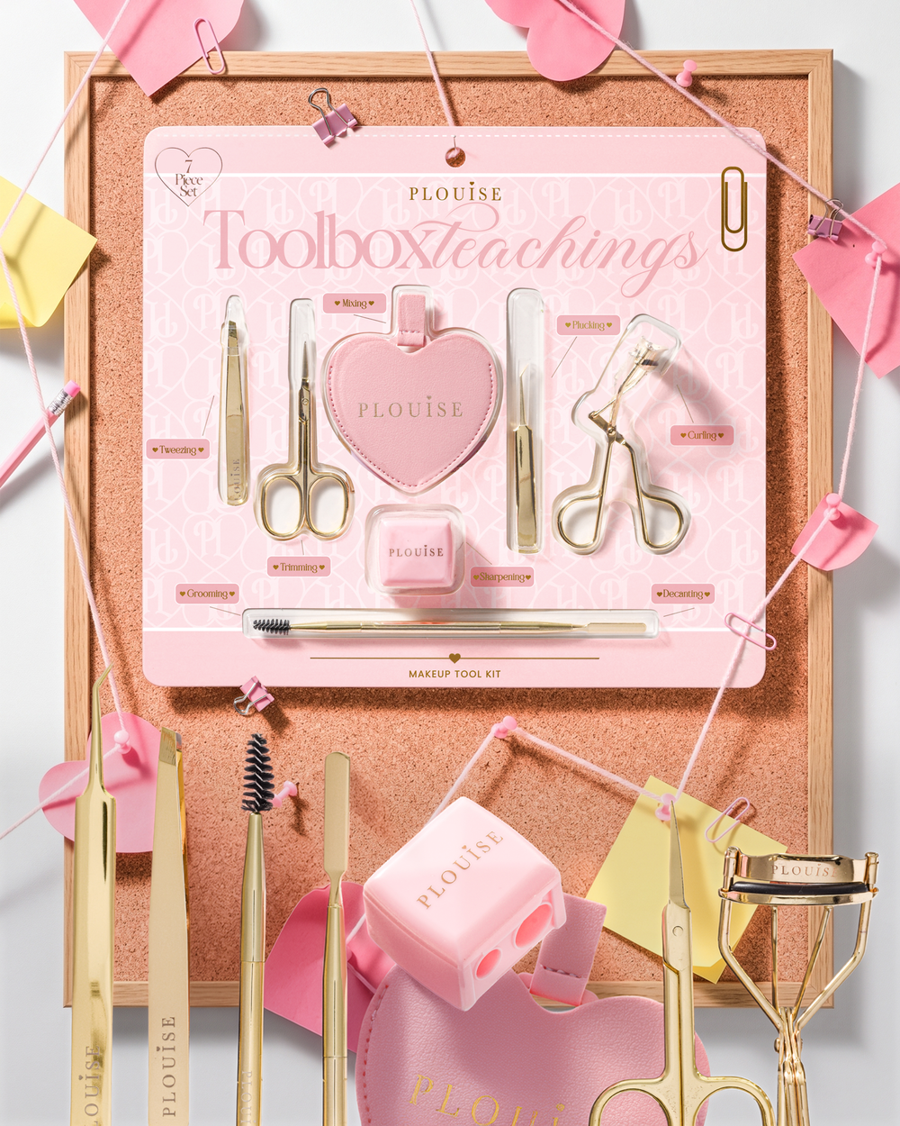 De P.Louise Toolbox Teaching Makeup Tool Kit met pincet, wimperkrullers, minischaar, spoolie en mengpalet